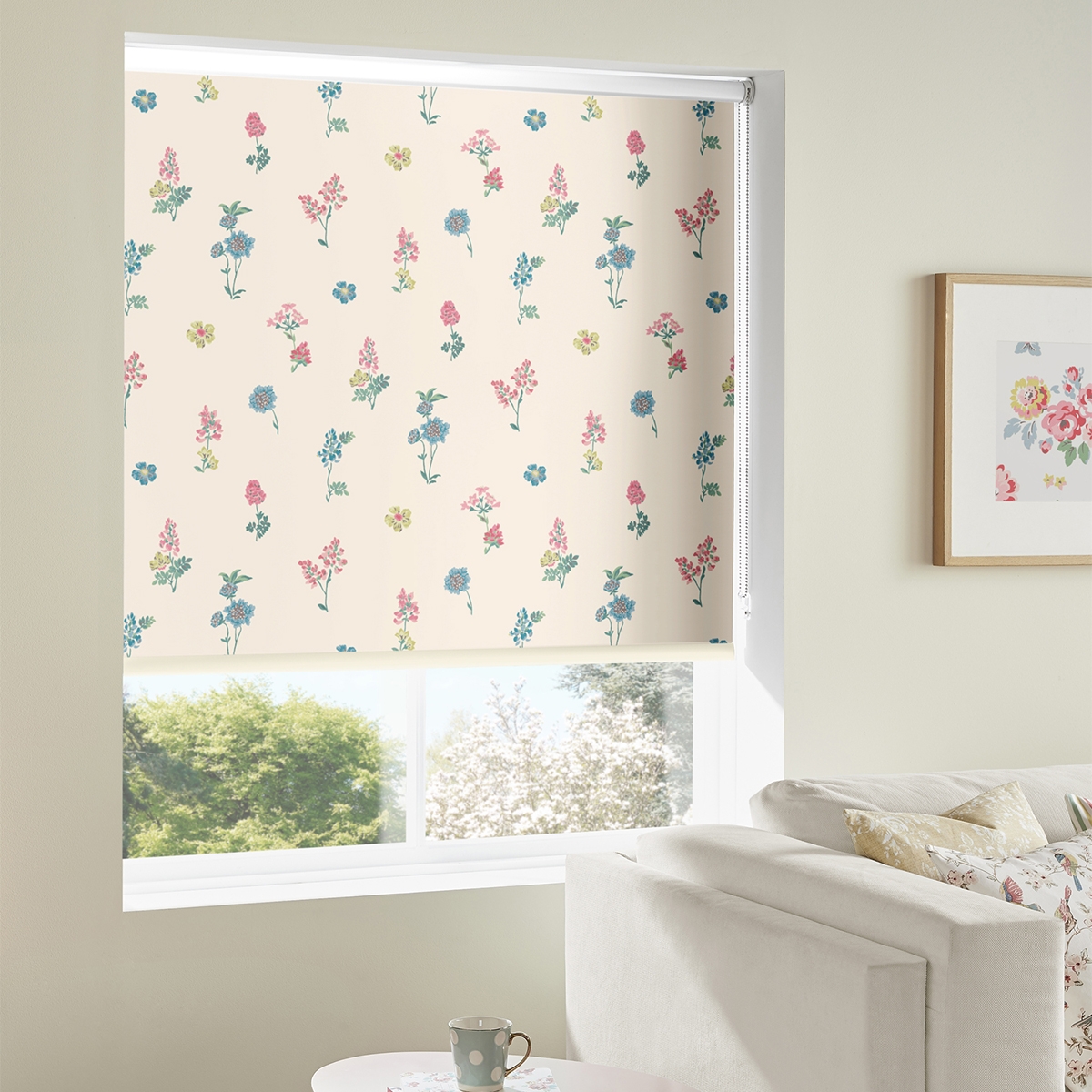 Product photograph of Cath Kidston Sprig Twilight Multi Roller Blind from Choice Furniture Superstore.